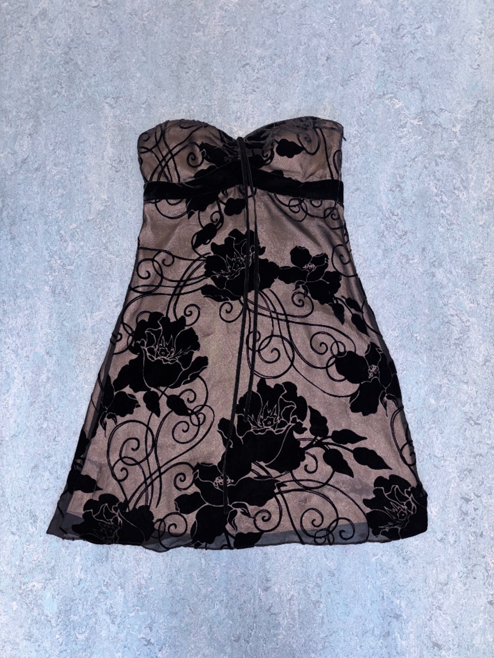 White House Black Market Strapless Floral Silk Blend Dress Size 8